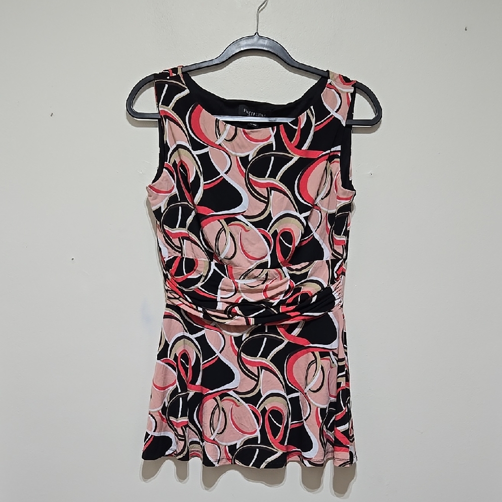 Perceptions New York Abstract Patterned Sleeveless Top
